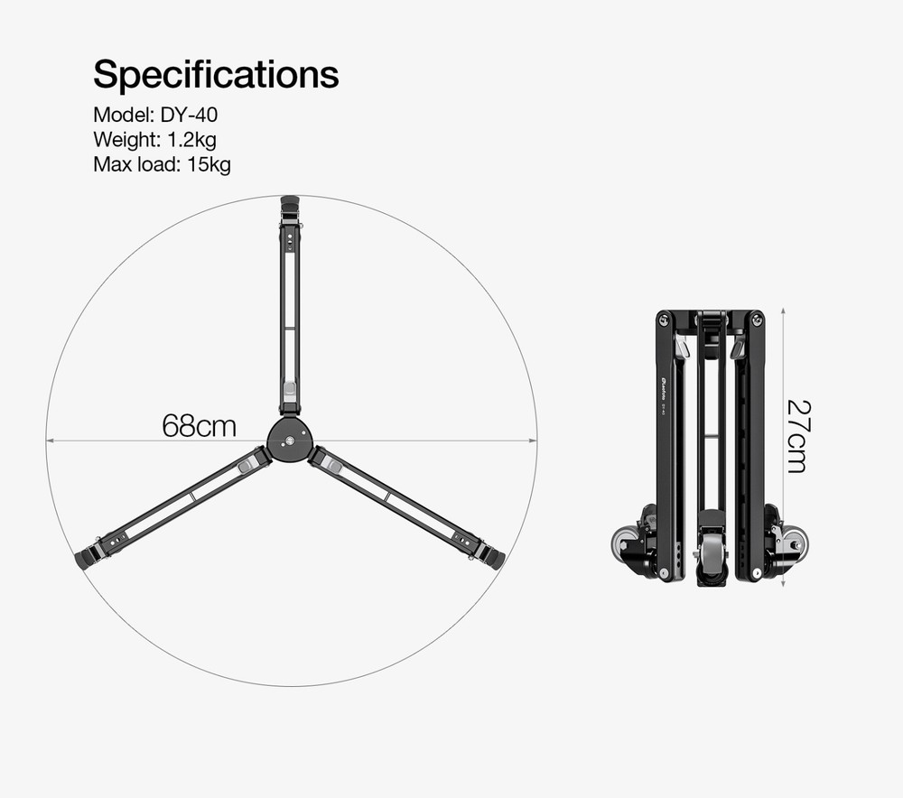 Leofoto DY-40 Monopod Dolly Lockable Wheels & Tripod Conversion Function