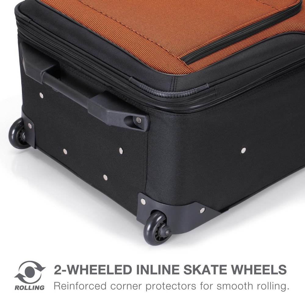 Expandable Softside Luggage Set with Rolling Wheels – 4-Piece Orange Set