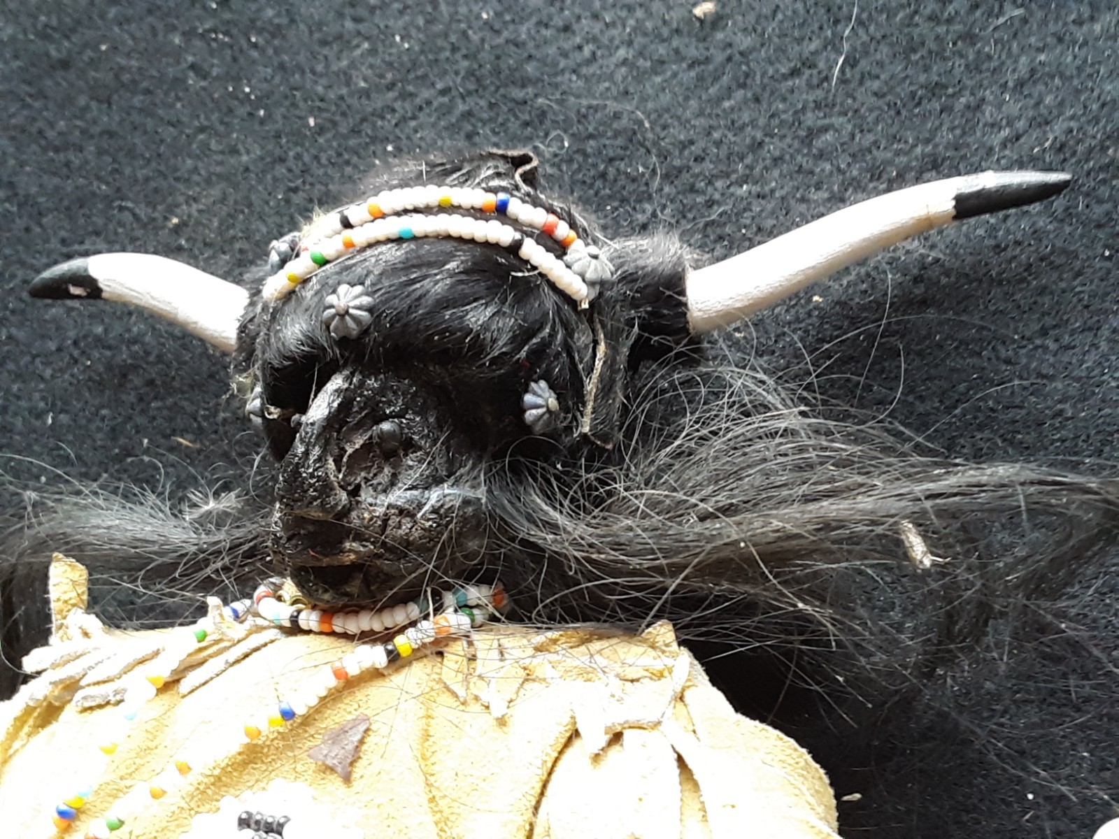 NATIVE AMERICAN BEADED LEATHER DOLL, APPLE HEAD MEDICINE MAN, SB-0226*09087