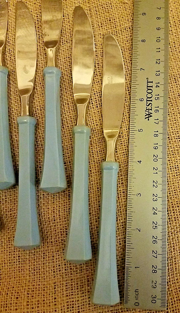 Oxford Hall Flatware Blue Hexagon Handles 12 Piece