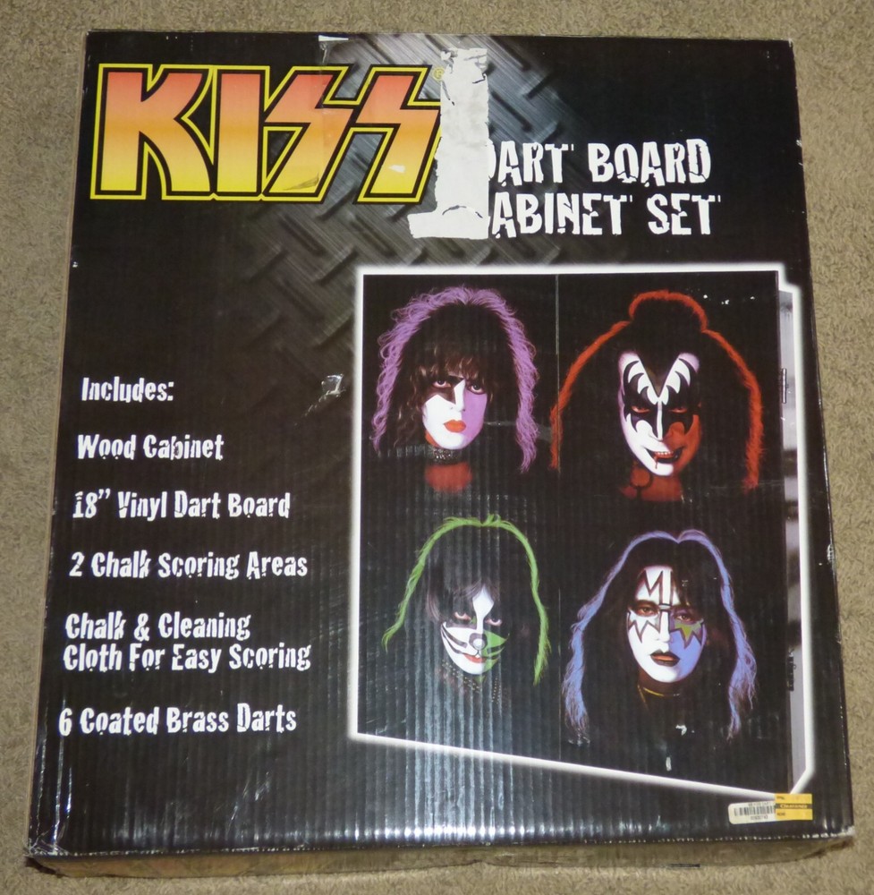 Vintage KISS Band Dart Board Cabinet, New Open Box