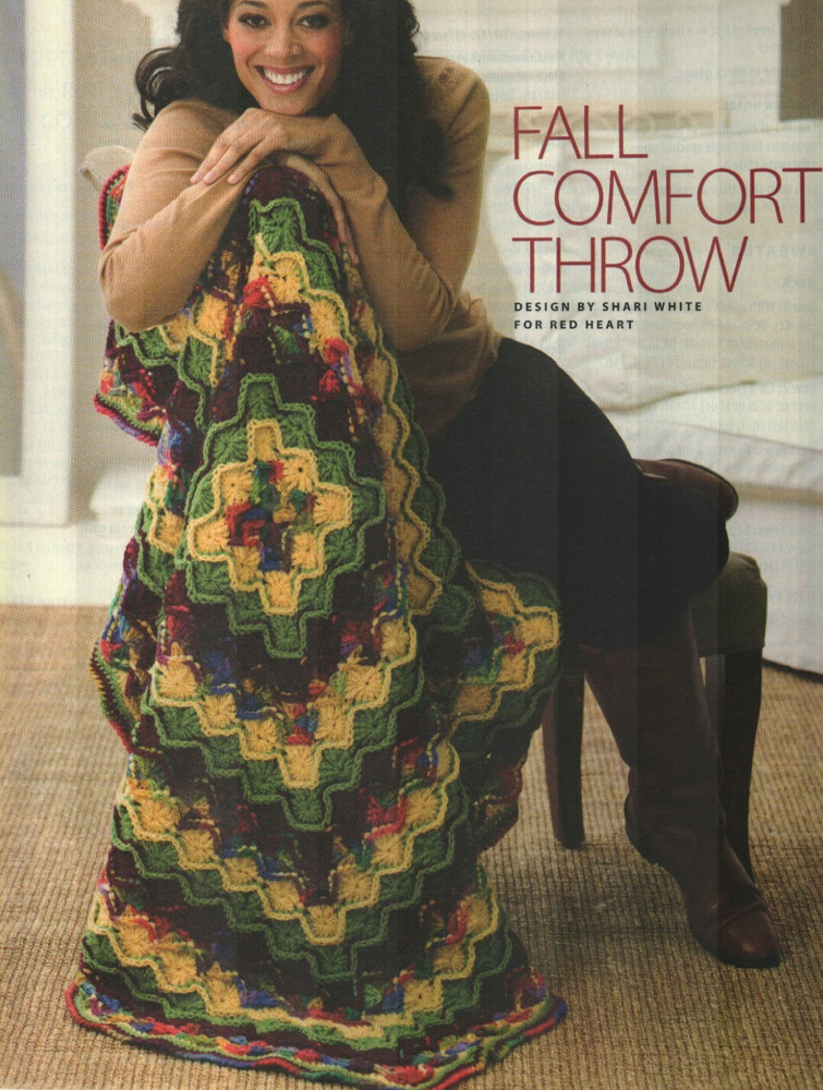 FALL COMFORT THROW AFGHAN HOME DECOR CROCHET PATTERN INSTRUCTIONS