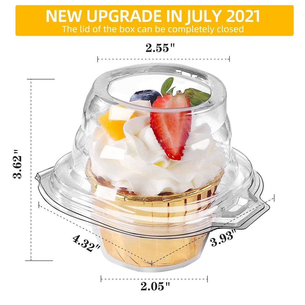60 Packs Individual Cupcake Containers Stackable Single Compartment Disposable