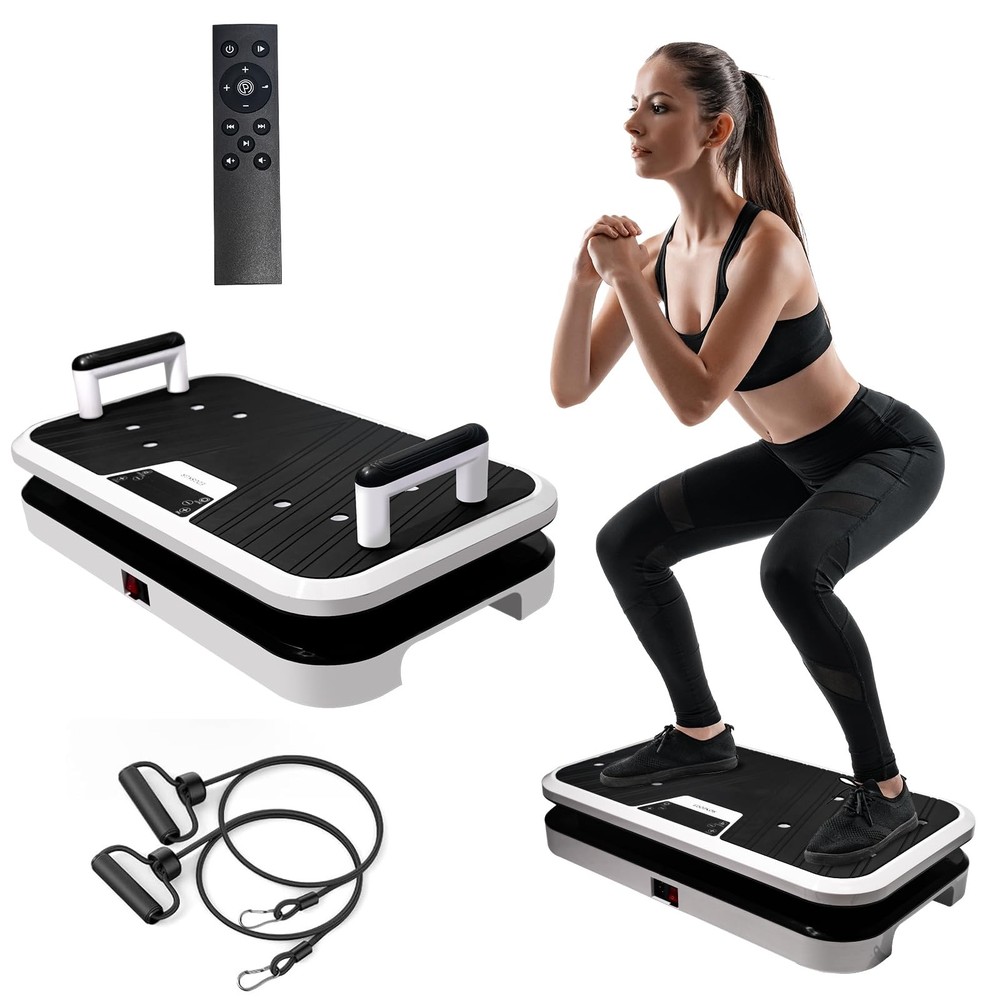 Vibration Plate Exercise Machine with Pushup Handle & Bluetooth, Full-Body Vi...