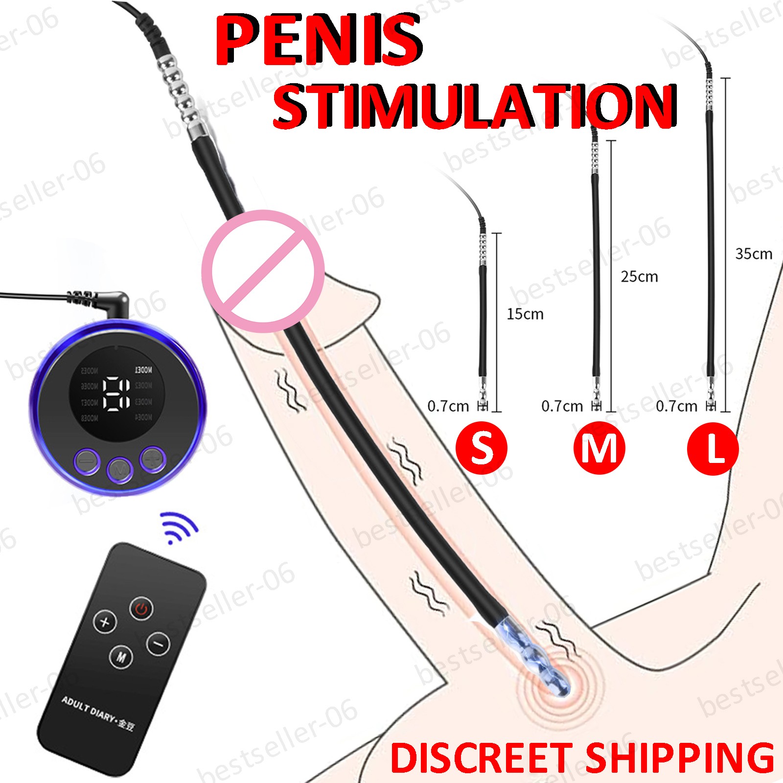 Electric E-stim Penis Plug Bead Dilator Set Silicone Urethral Sounding Stretcher