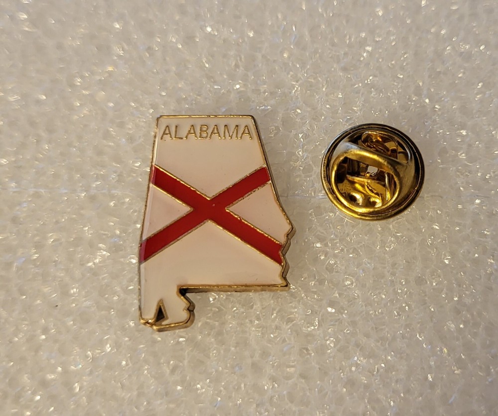 Alabama State Flag Map Cloisonne Hat & Lapel Pin