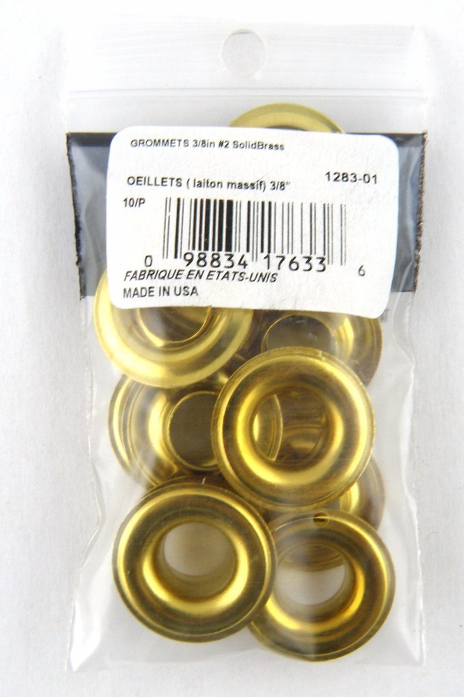 3/8" Solid Brass Grommets #2 (10 Pack) - Tandy Leather #1283-01