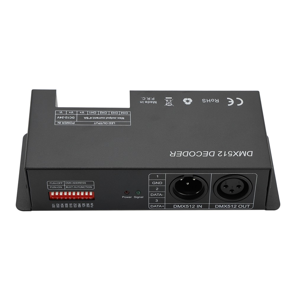 4 Channel DMX 512 Decoder RGBW PWM Dimmer Driver LED Strip Light Controller US