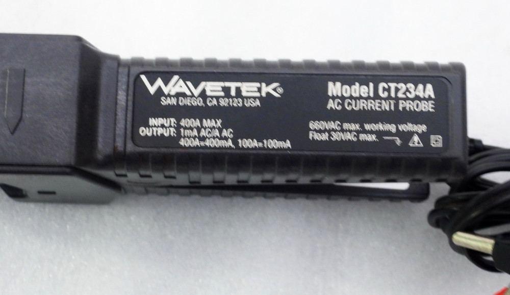 WAVETEK CT234A AC CURRENT PROBE CLAMP 400A MAX (OUTPUT 1MA AC/A AC) 660VAC
