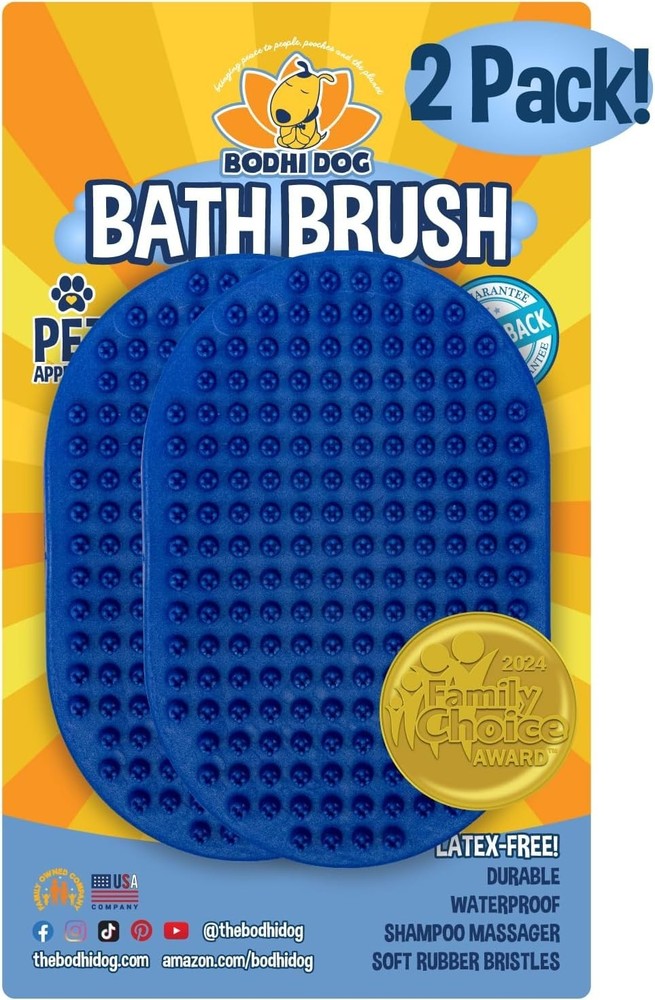 Compact Dual Pack Grooming Brush for Pets - Perfect for Bathing & Massaging