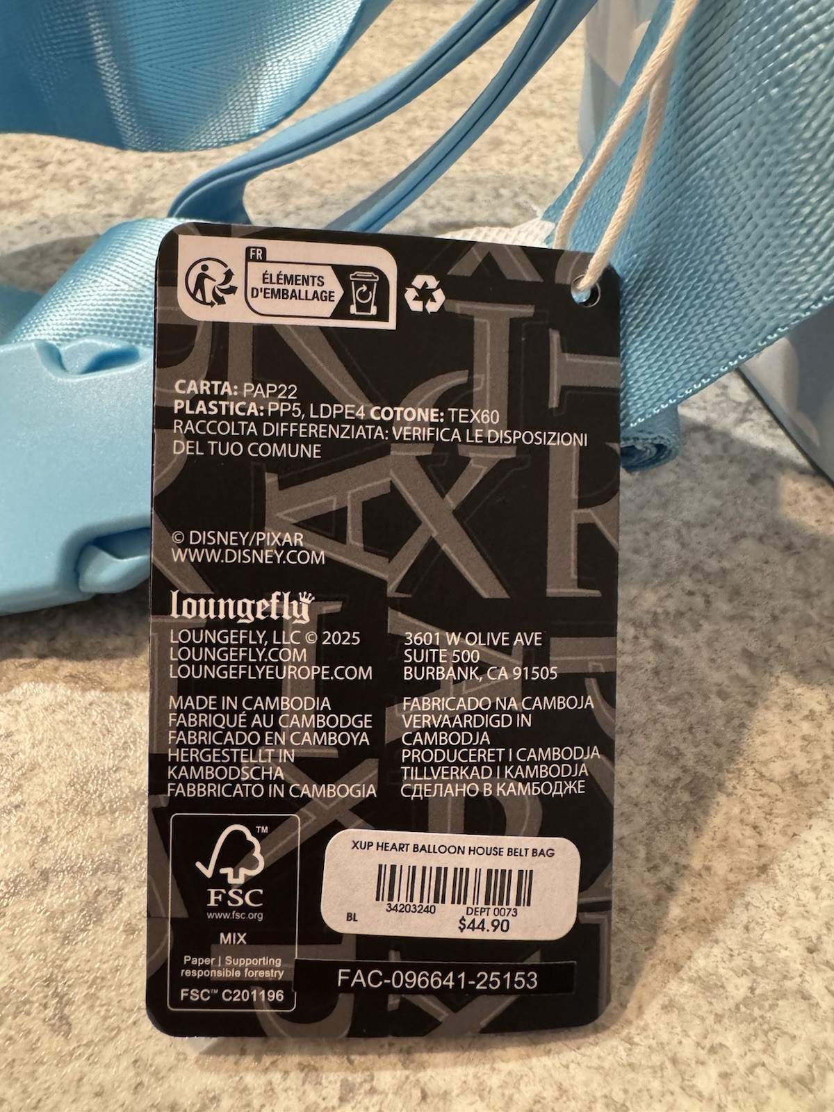 Loungefly Disney Pixar Up Blue Multicolor Heart Balloon House Small Belt Bag