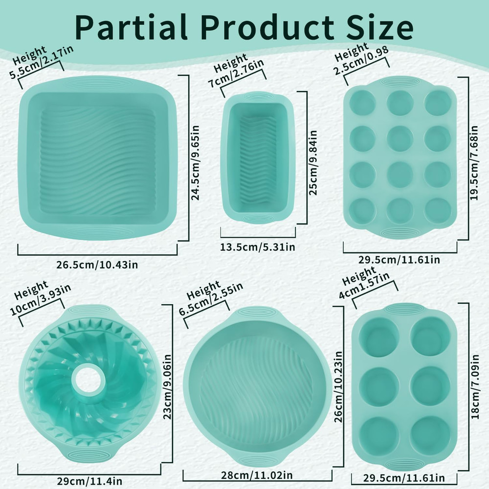 32 Pieces Silicone Baking Pans Set Nonstick Bakeware Set for Kitchen Oven Sil...