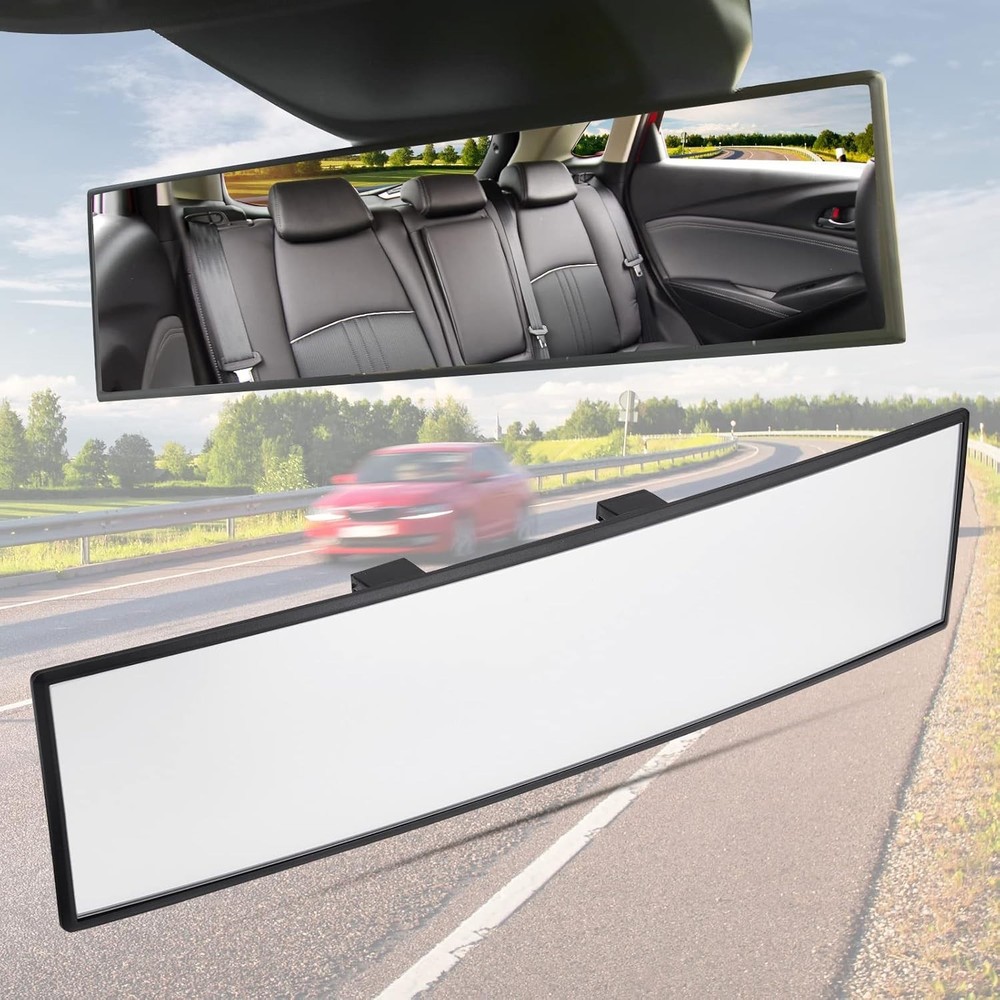 "11.81 Inch Espejo retrovisor, espejo retrovisor interior gran angular con clip