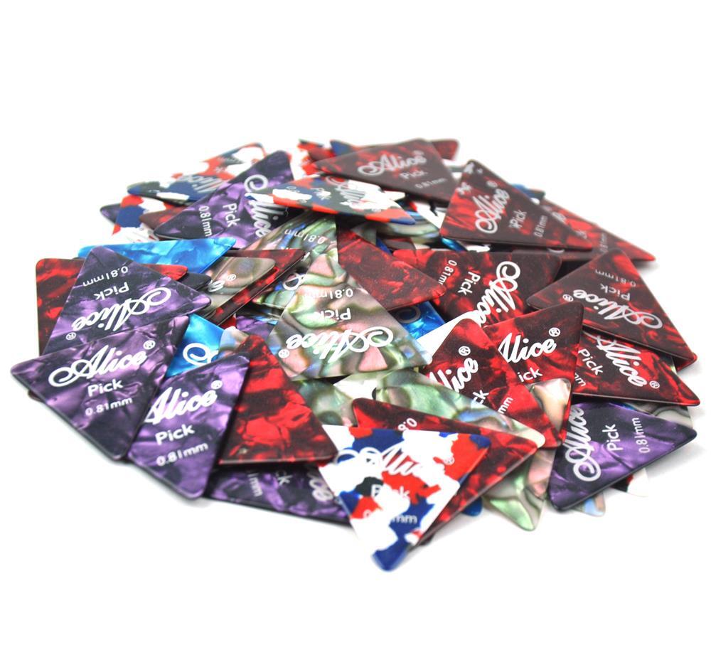 100 pcs Medium 0.81mm Triangle Guitar Picks Plectrums Assorted Colors Celluloid