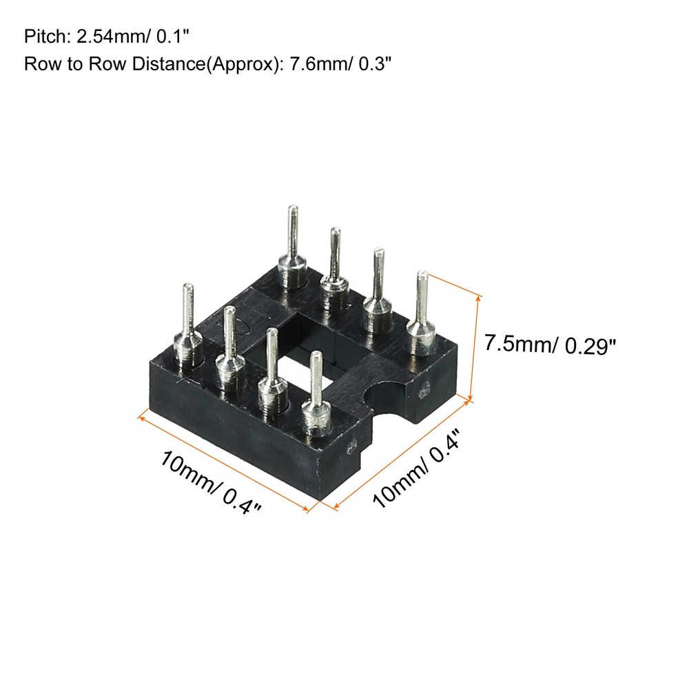 DIP IC Chip Socket Adapter Round Pin 8P 2.54mm Pitch IC Socket, 6 Pack