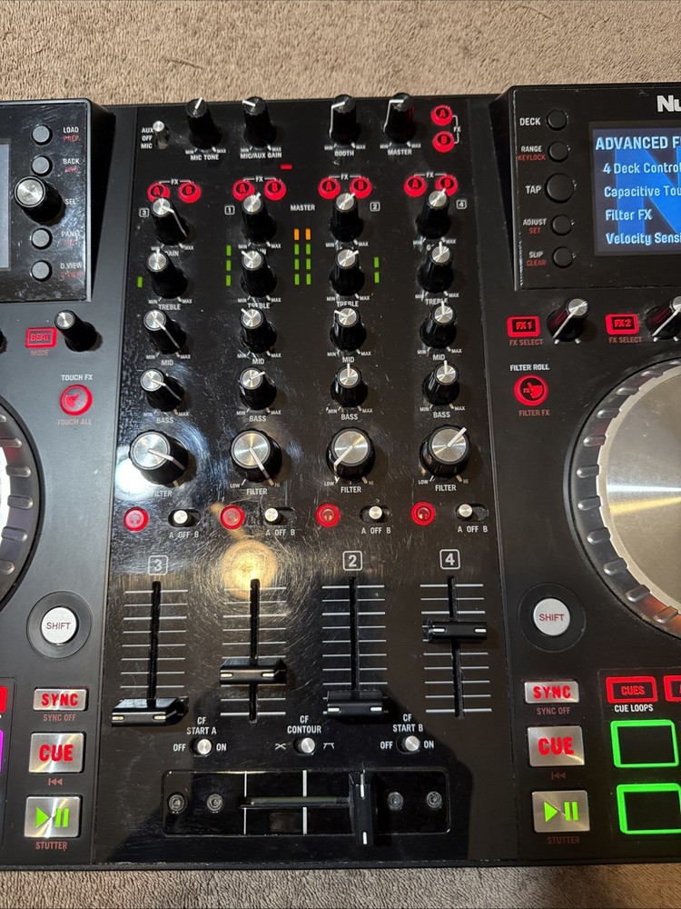 Numark NV 4-Deck Dual-Display USB DJ Controller Turn Tabletop - Black