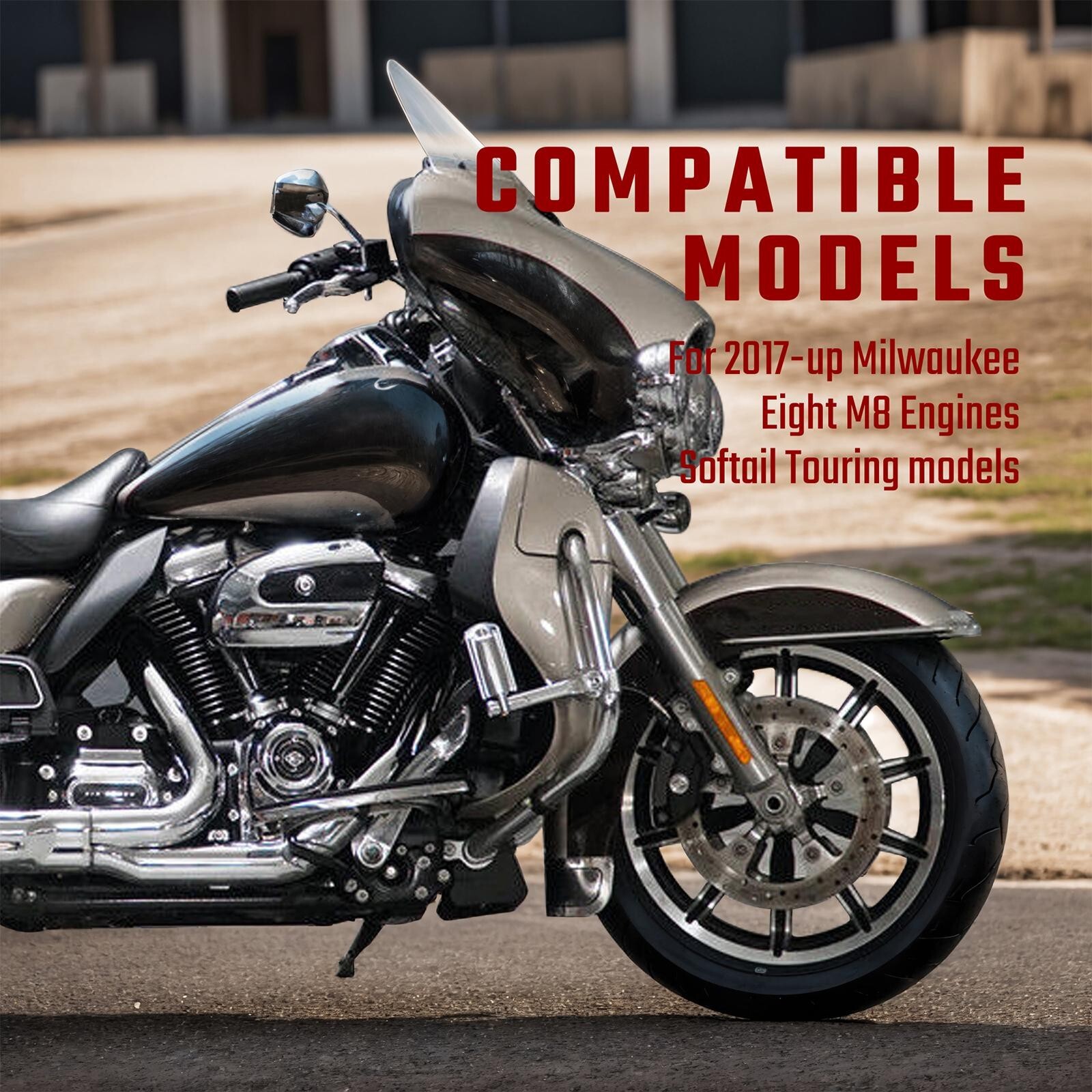 Complete Harley M8 Adjustable Pushrod Tube Cover Kit for 17-up Touring Softail