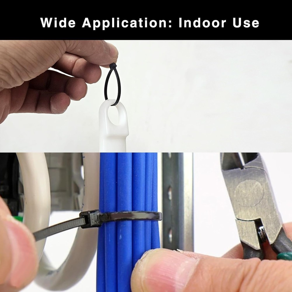 Multi-Purpose Black Zip Ties - 250 Count, 4-Inch Self-Locking Nylon Cable Ties