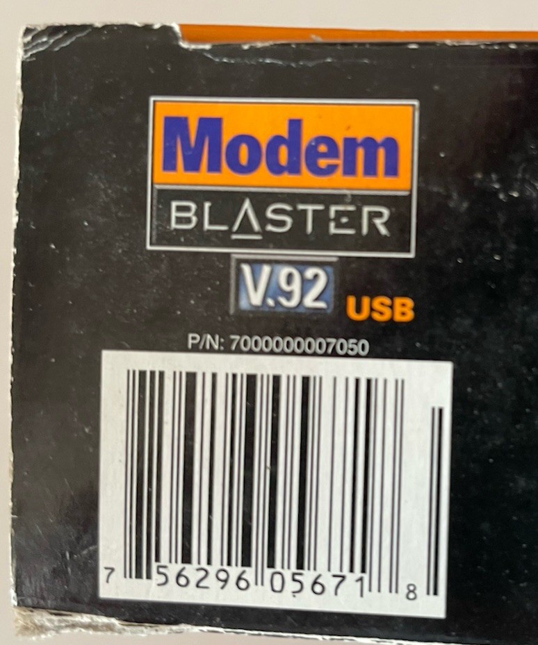 CREATIVE MODEM BLASTER V.92 USB SERIAL 756296056718 Complete with box