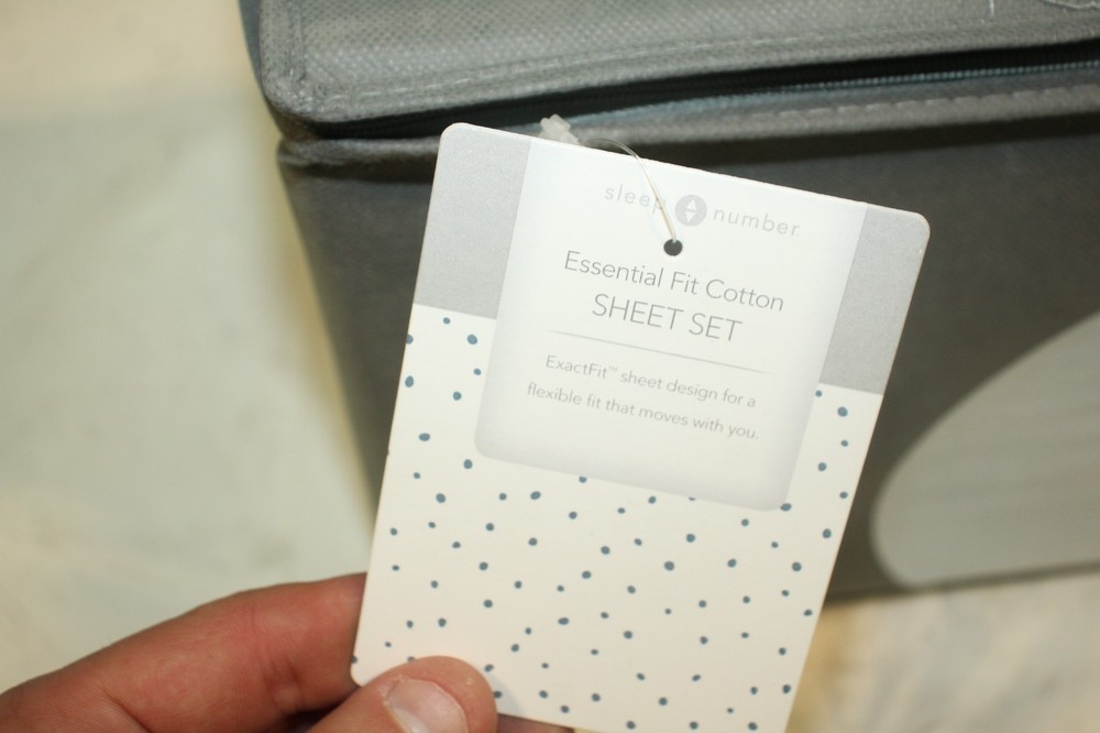 Sleep Number Essential Fit Cotton Sheet Set Blue Dot Print Split King