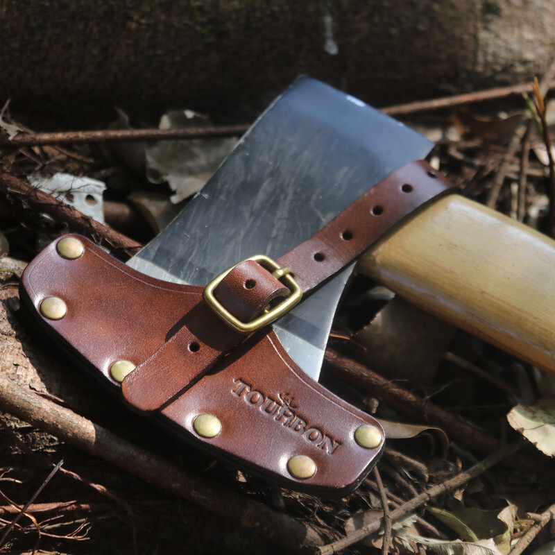 TOURBON Leather Axe Sheath 4-1/4" Blade Protection Hatchet Head Cover Adjustable