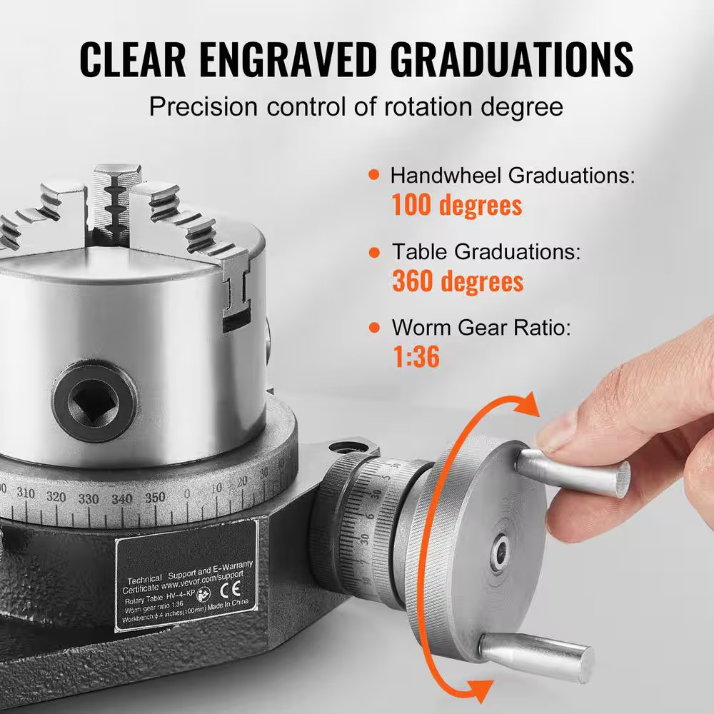 Milling Machine Rotary Table, Versatile Horizontal & Vertical Design, Precision