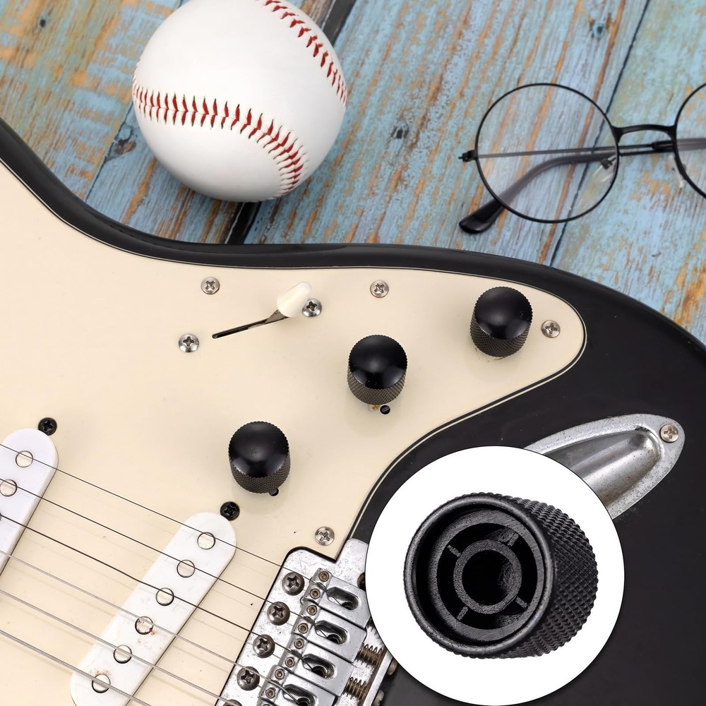 4Pcs Black Metal Guitar Control Knob Volume Tone Dome Knobs