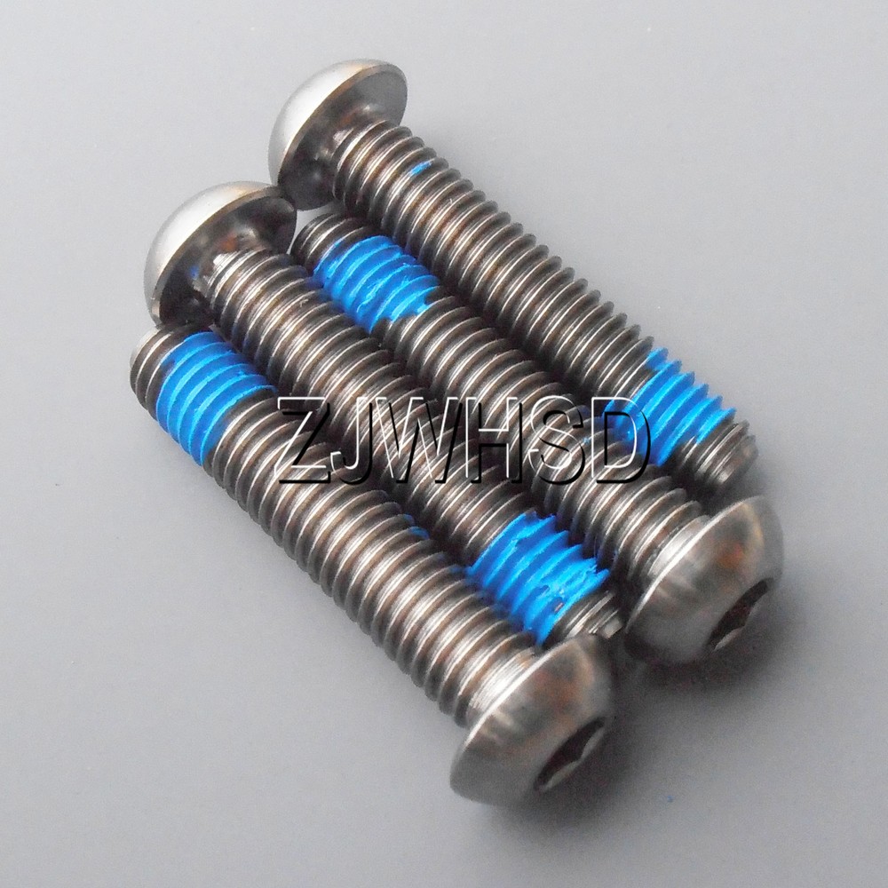 4pcs M6 x 45 mm Ti Titanium Screw Bolt Allen Hex Socket Button Head ThreadLocker