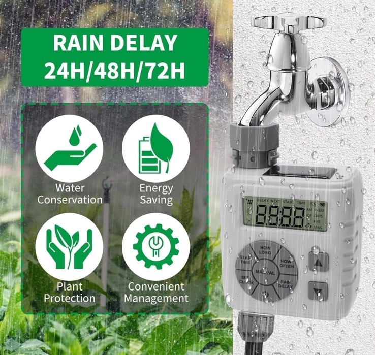 Zuomeng Sprinkler Timer Programmable Irrigation Water Timer Garden Hose Gray