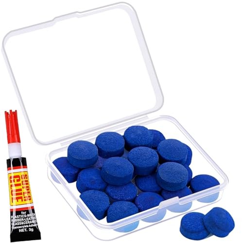 Billiard Pool Cue Tips - Pool Cue Stick Tips Replacement 13MM with Glue Blue