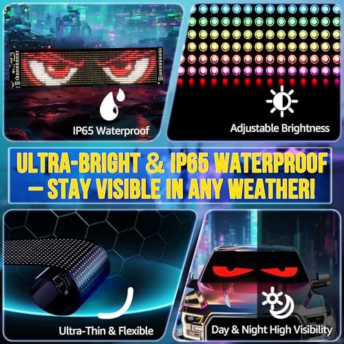 Devil Eyes Light 2PC for Windshield-23.42x4.72IN Programmable LED Eyes