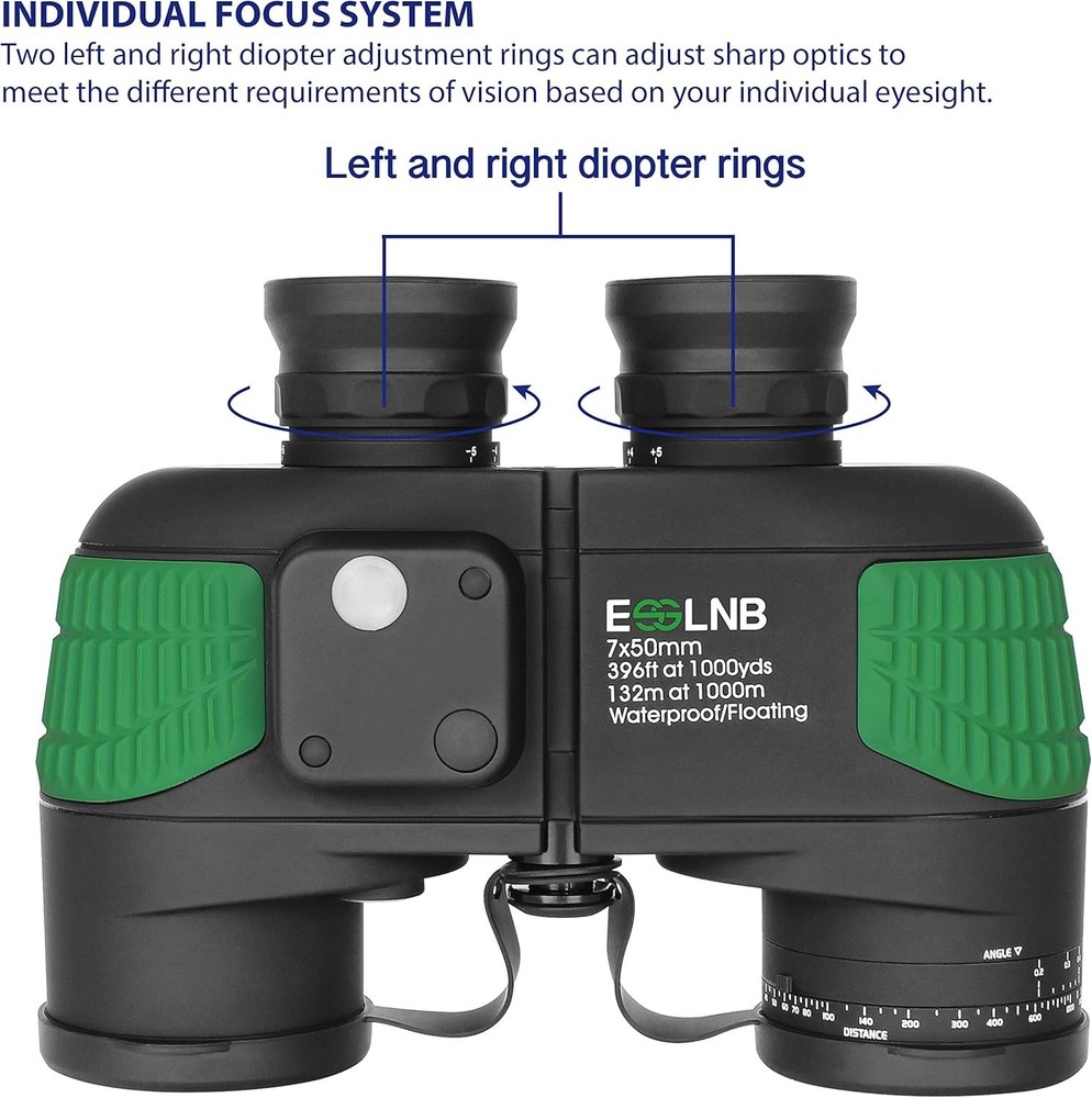 Marine Binoculars with Rangefinder & Compass=