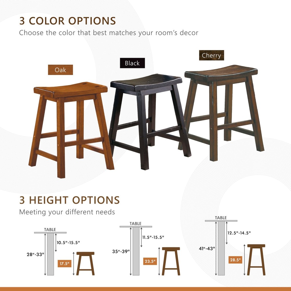 Saddleback Solid Wood Kitchen Height Stool Set of 2 - Saddle Kitchen Stool Di...