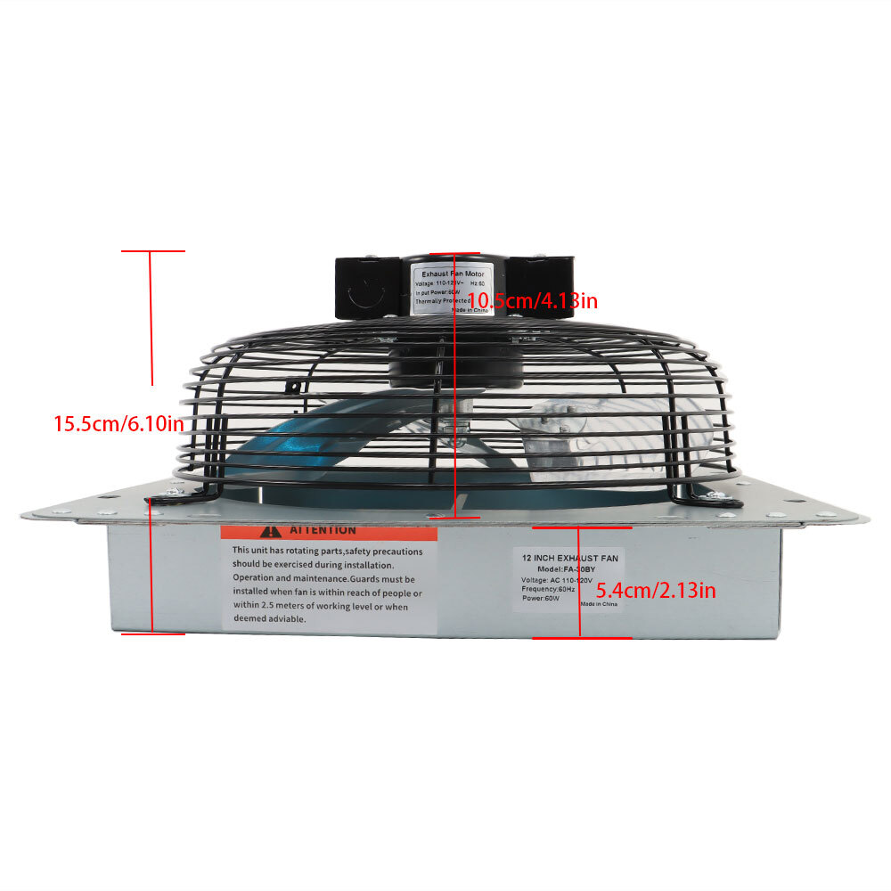 12" Shutter Exhaust Fan Automatic Shutters, Speed Control Workshop Multipurpose