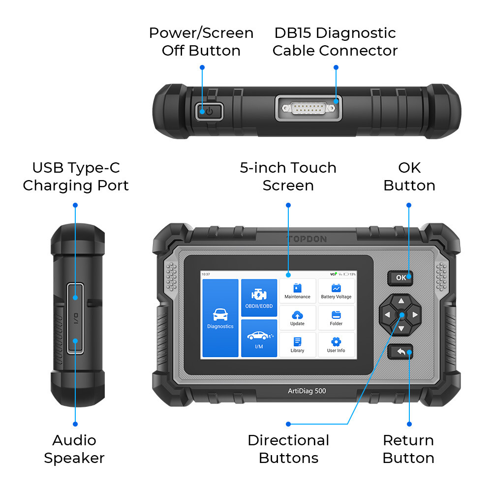 Car OBD2 Scanner CAN OBD Code Reader ABS SRS Transmission Engine Diagnostic Tool