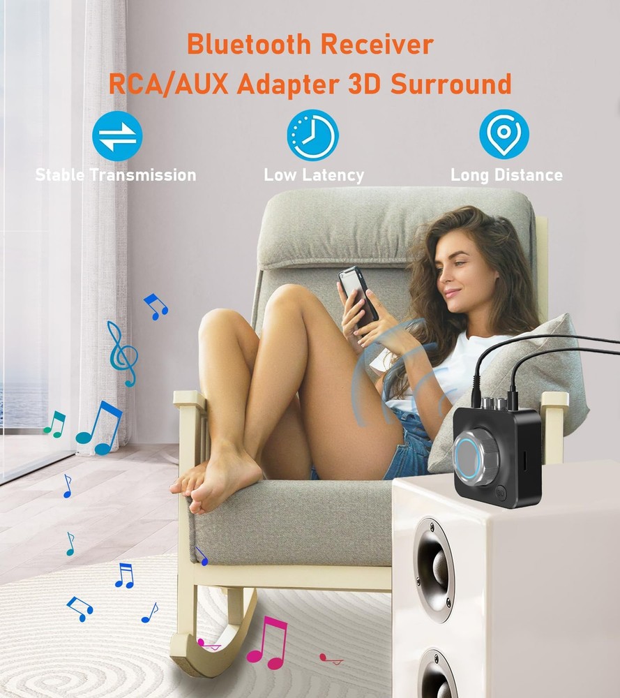 Bluetooth Receiver for Home Stereo, Bluetooth to RCA Adapter for Old Receiver...