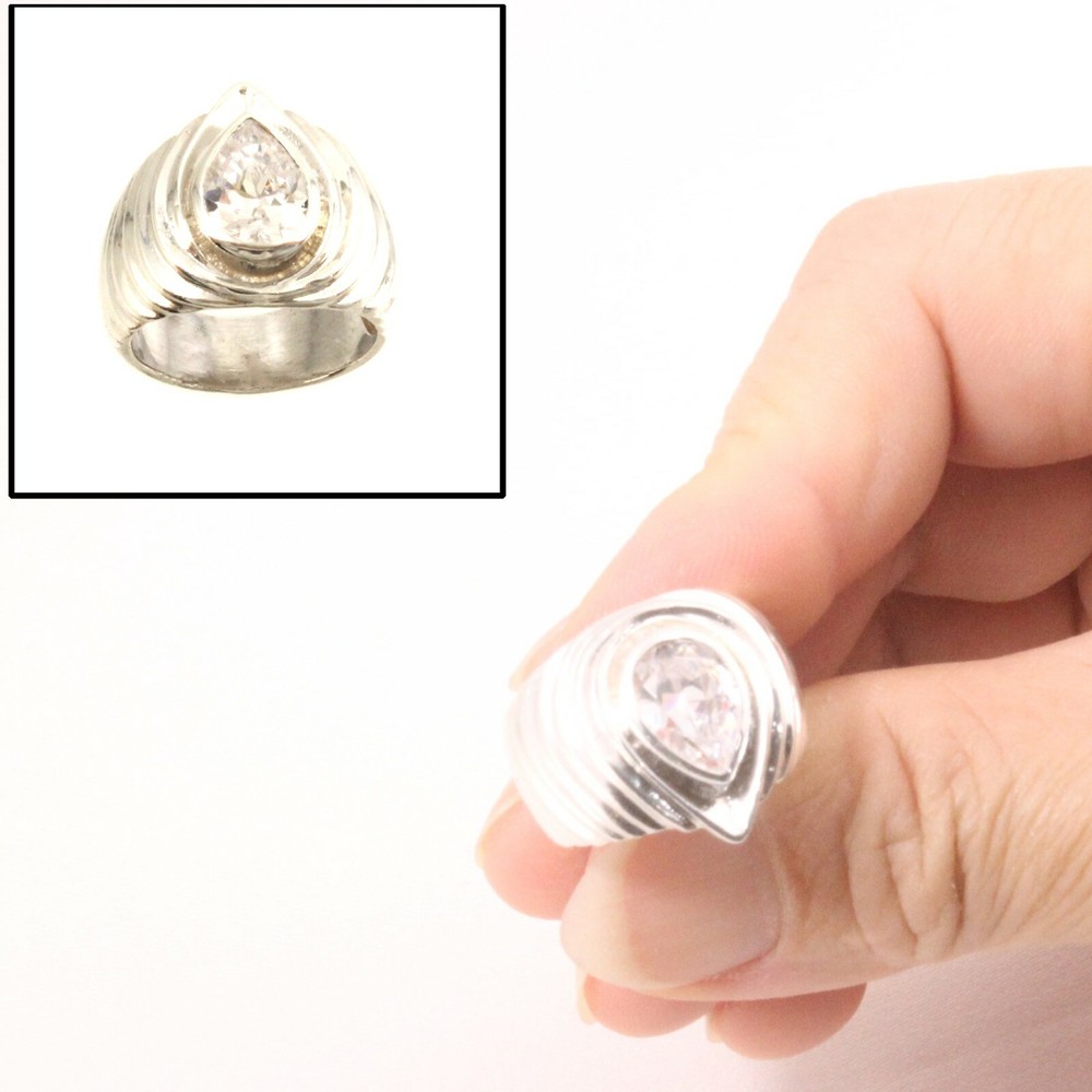 Solid Sterling Silver .925 Handmade Cubic Zirconia Solitaire Ring TPJ