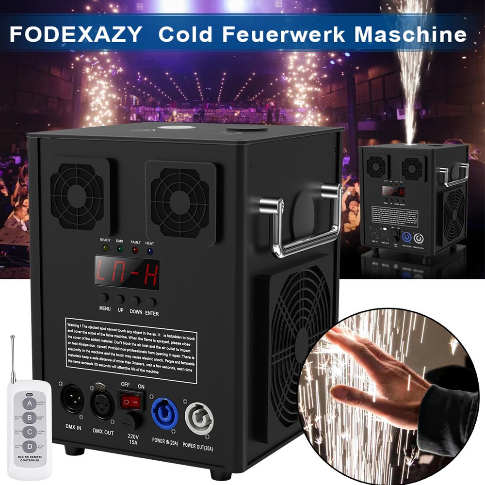 UKING 2x700W Large Cold Spark Machine Stage Effect DMX Firework Wedding W/Case