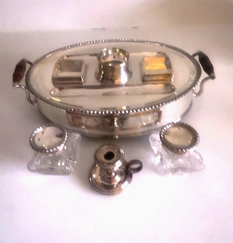 SUPERB RARE-GEORGE III OLD REAL SHEFFIELD PLATE INKSTAND c.1790-1810