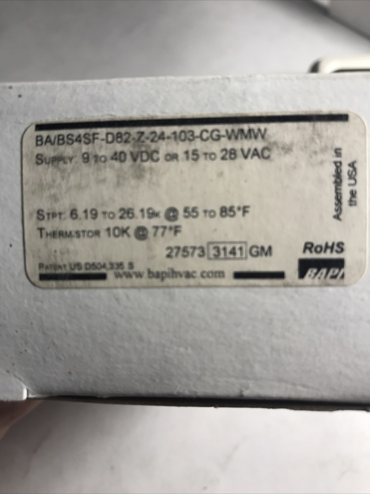 BAPI Room Temperature Sensor w/display & Slide Set point BAPI-Stat 4 Sensor, NEW