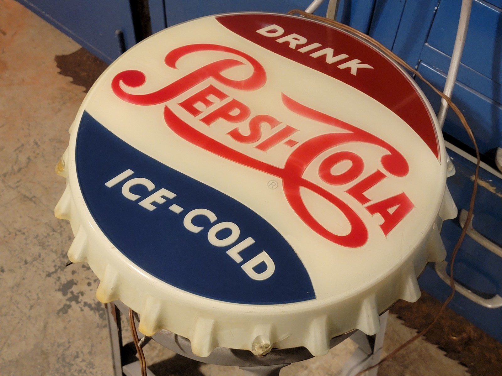 Lighted Sign Drink Pepsi Cola Ice Cold Cap Advertising Store Display Working