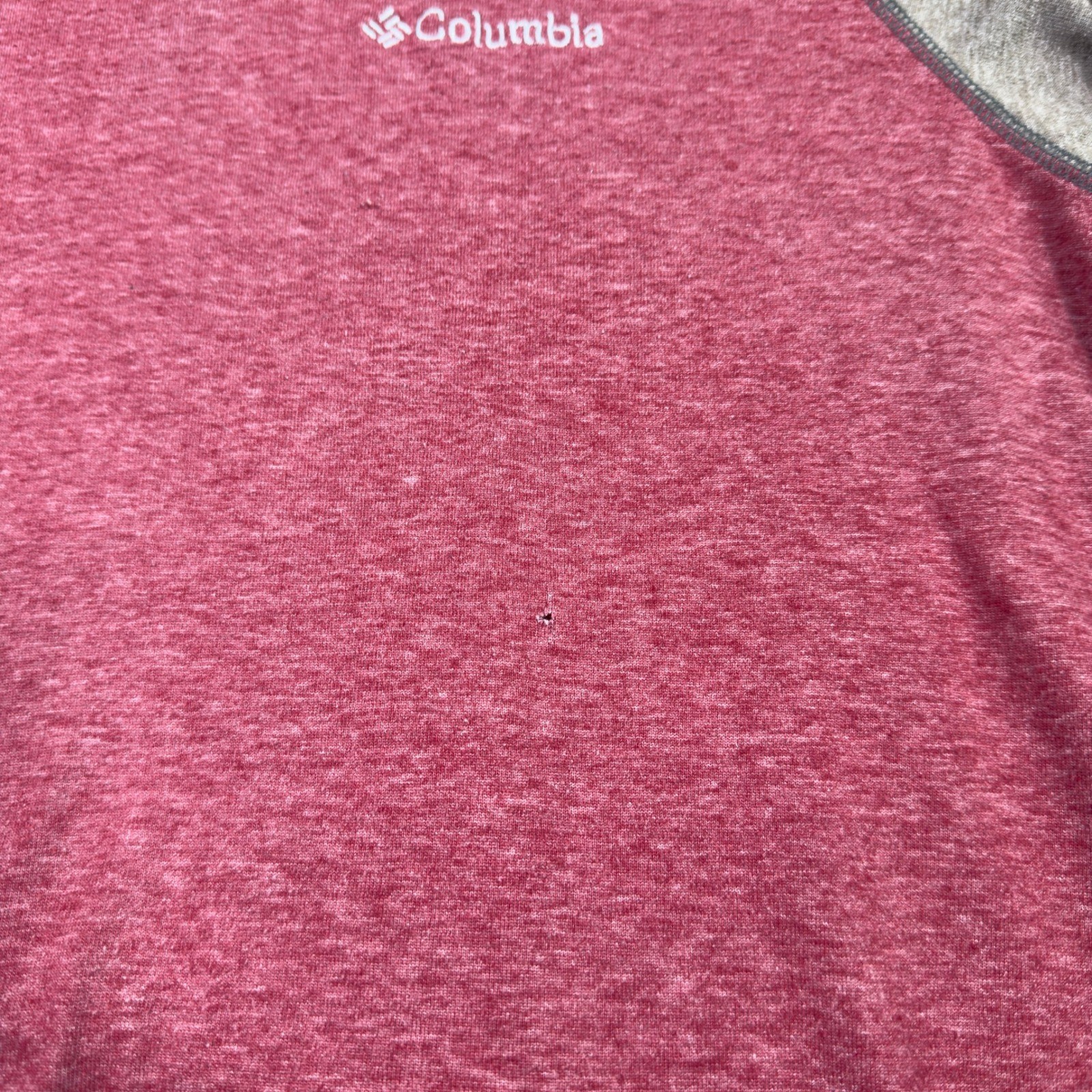 Columbia Mens Long Sleeve Shirt Omni Wick Heathered Red Gray Raglan Large