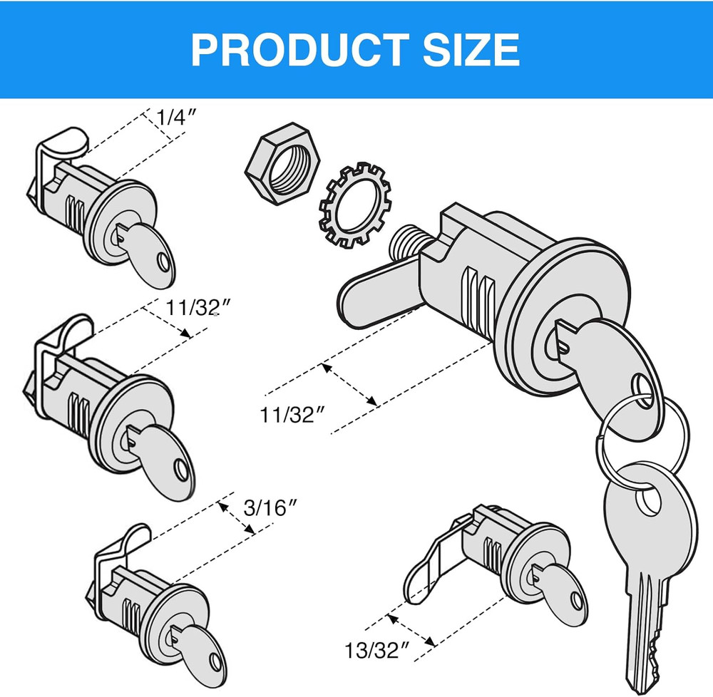Mailbox Lock Replacement w/ 4 Keys Universal Secure Mail Box Lock Kit