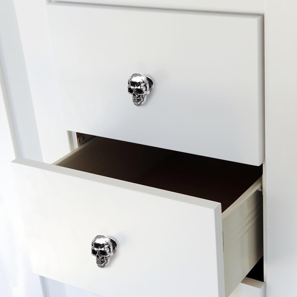 6 Pack Skull Skeleton Drawer Knobs, Vintage Single Hole Cabinets Pulls for Drawe