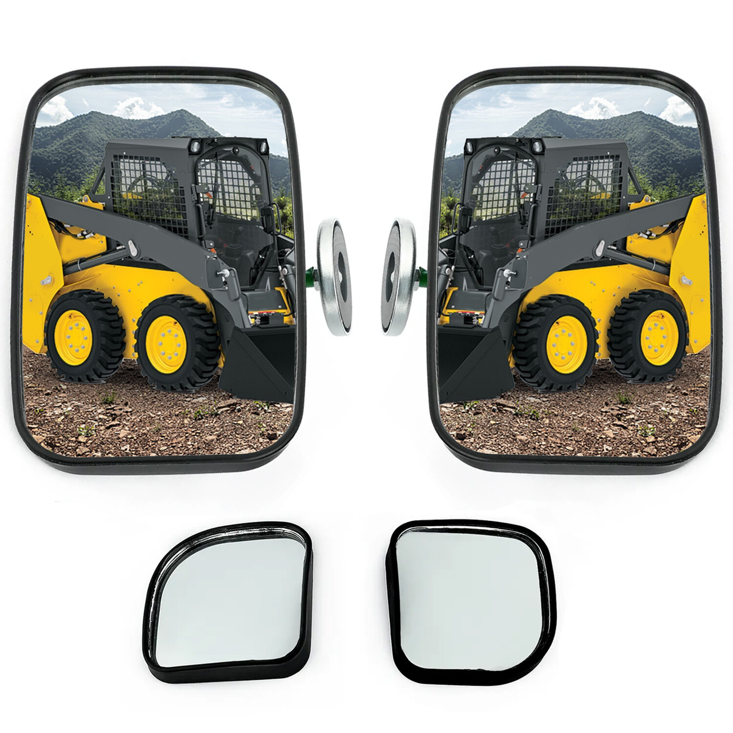 Magnetic Rearview Mirrors For John Deere Gehl Skid Steer Loader W/Convex Mirror