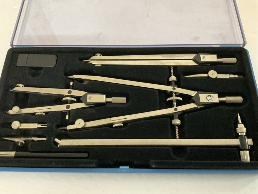 Staedtler Mars Masterbow 9 pc Drafting Set in Original Case + Mars 700 pens