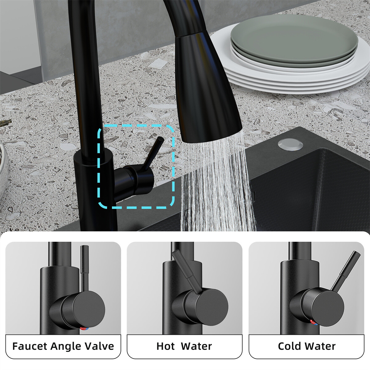 Black Drop In Kitchen Sink Workstation 28/30/32 Inch Single Bowl Stainless Steel