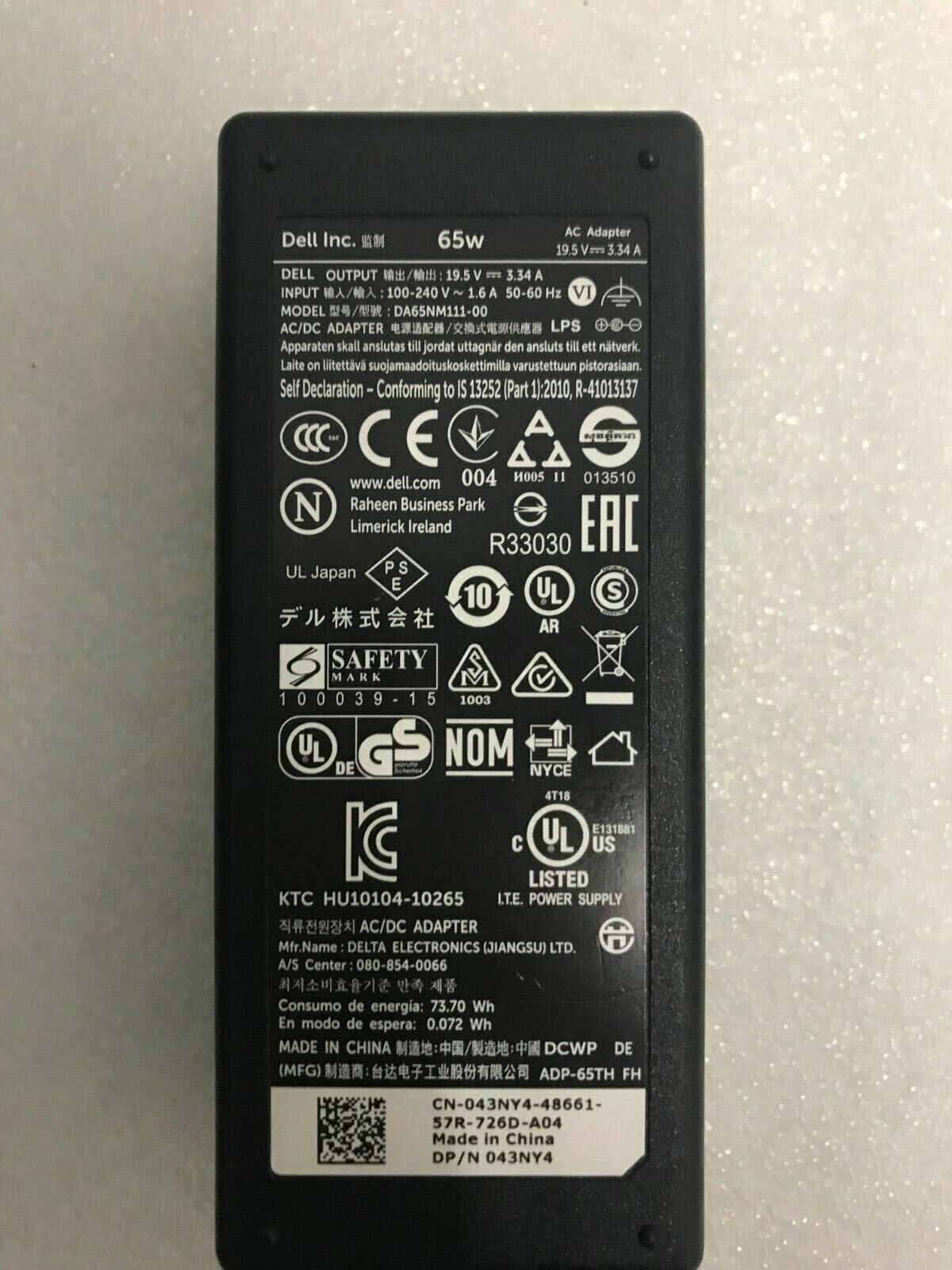 LOT OF 5 !! DELL 65W PA-12 4.5mm AC Adapter Charger LA65NS2-01 6TM1C "small tip"