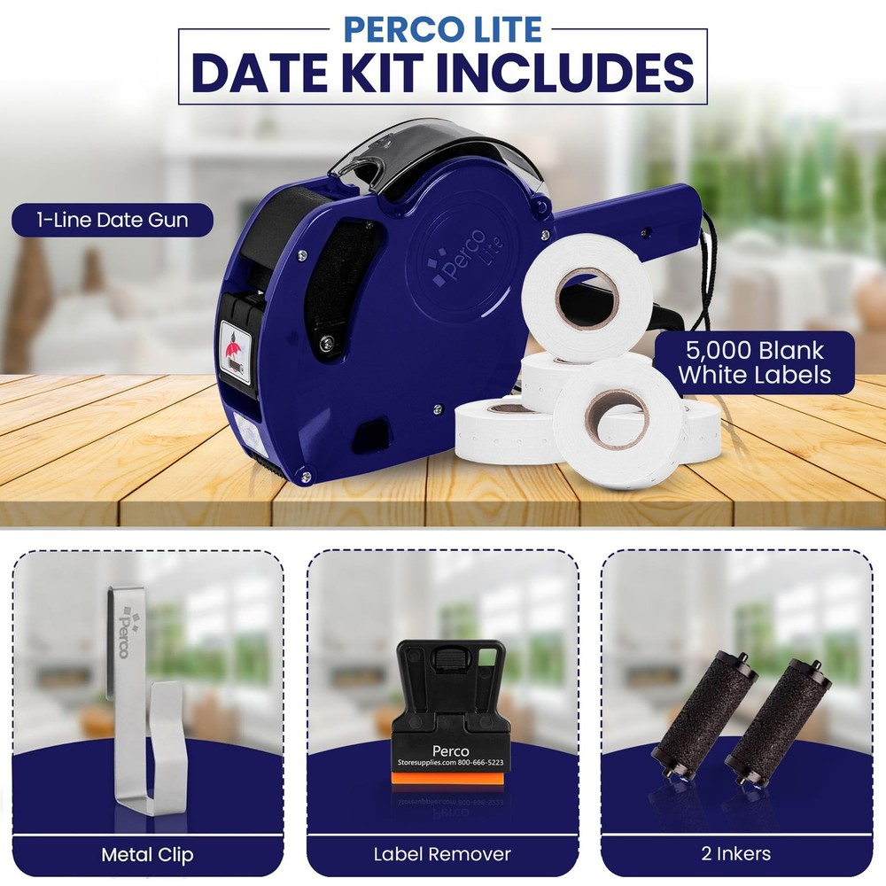 Perco Lite 1 Line Dater Gun Kit - Includes 5,000 Blank small, Date