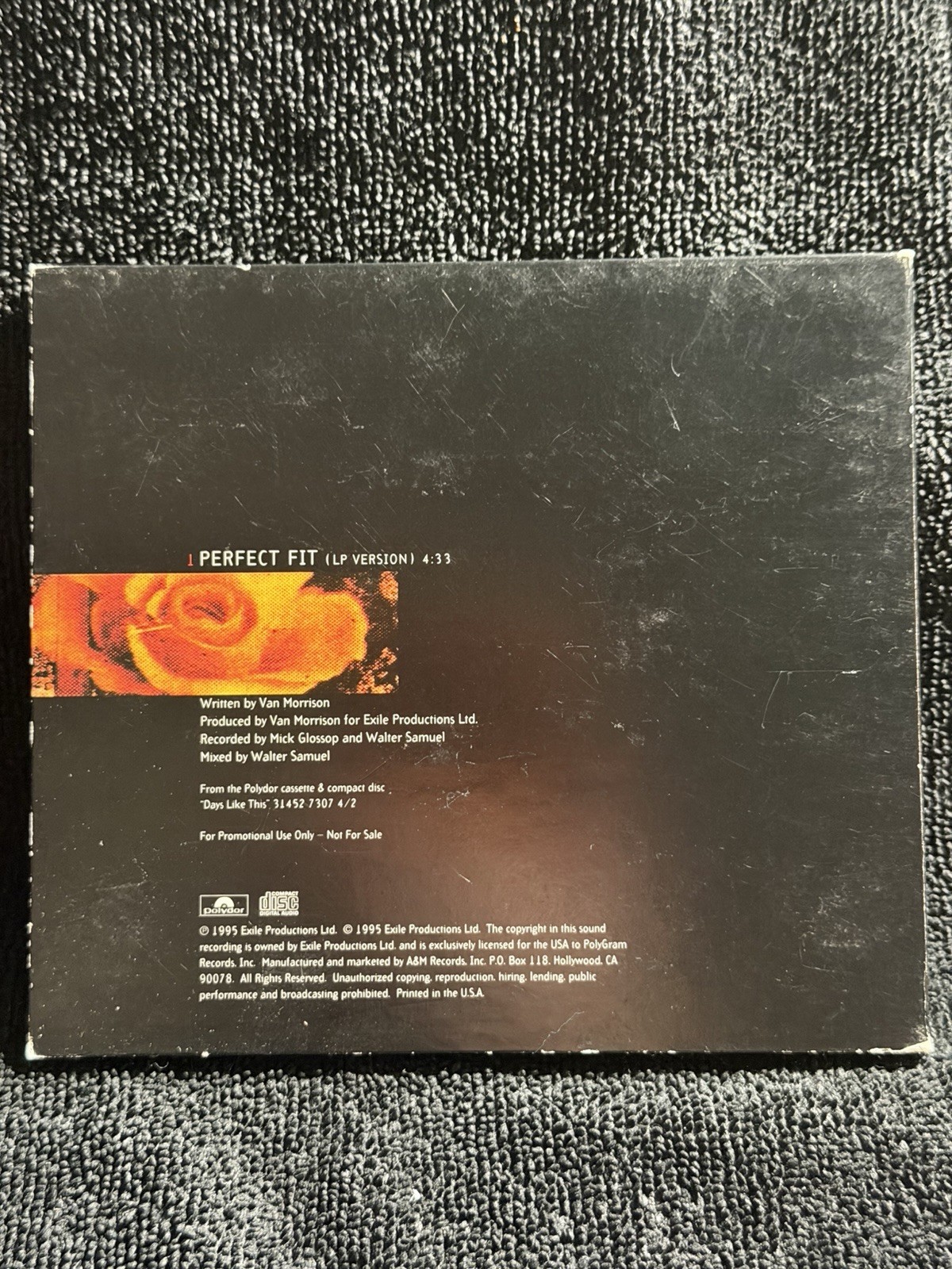 Van Morrison -“Perfect Fit” 1995 PROMO ONLY CD Single in Custom Digipak~Mercury